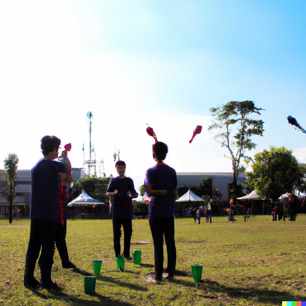 photo of a people juggling on a school field